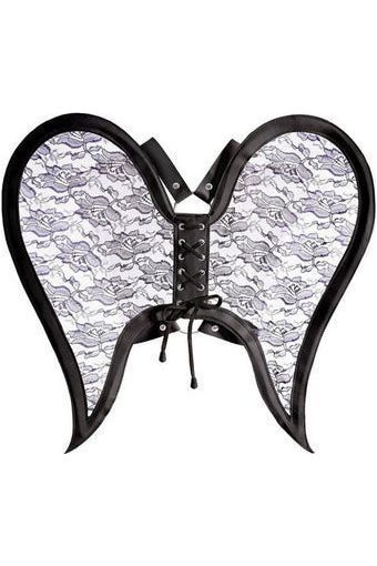 Black/Black Faux Leather & Lace Angel Wing Body Harness
