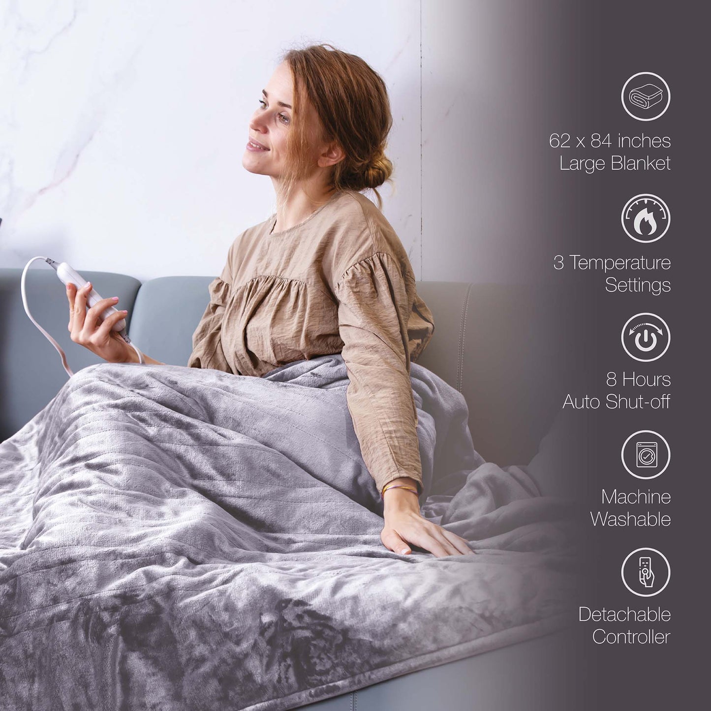 Pursonic Cozy Comfort Bundle – Electric Heated Microplush Blanket and Heating Pad Set - Concordia Style Boutique