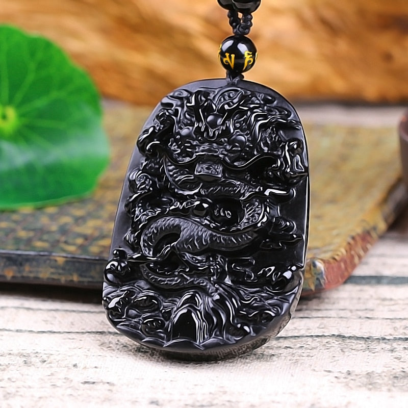 Obsidian Dragon Necklace | Courage & Prosperity