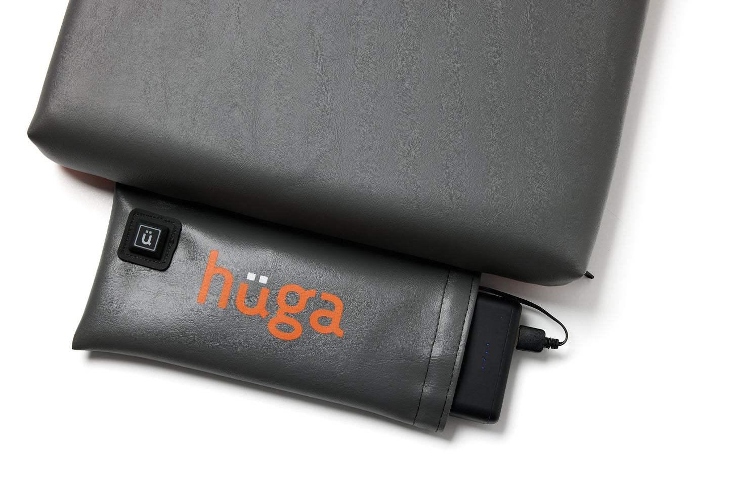Anchor Grey Vinyl / Orange Logo - US-made Hüga heated cushions are the longest-lasting, highest quality, most durable heated cushions you can buy!