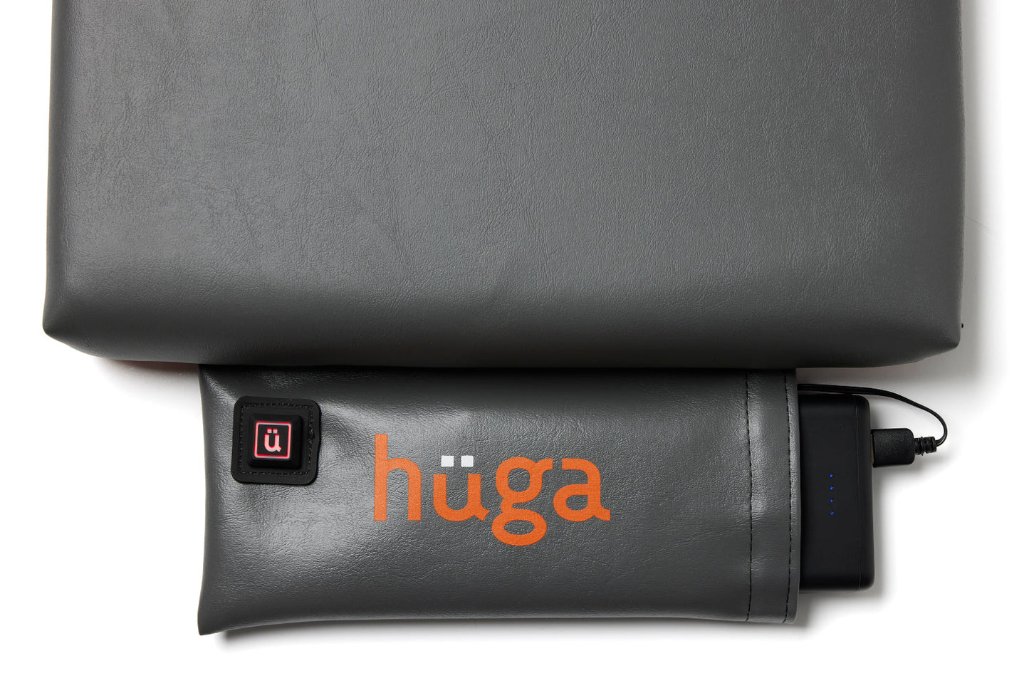 Anchor Grey Vinyl / Orange Logo - US-made Hüga heated cushions are the longest-lasting, highest quality, most durable heated cushions you can buy!