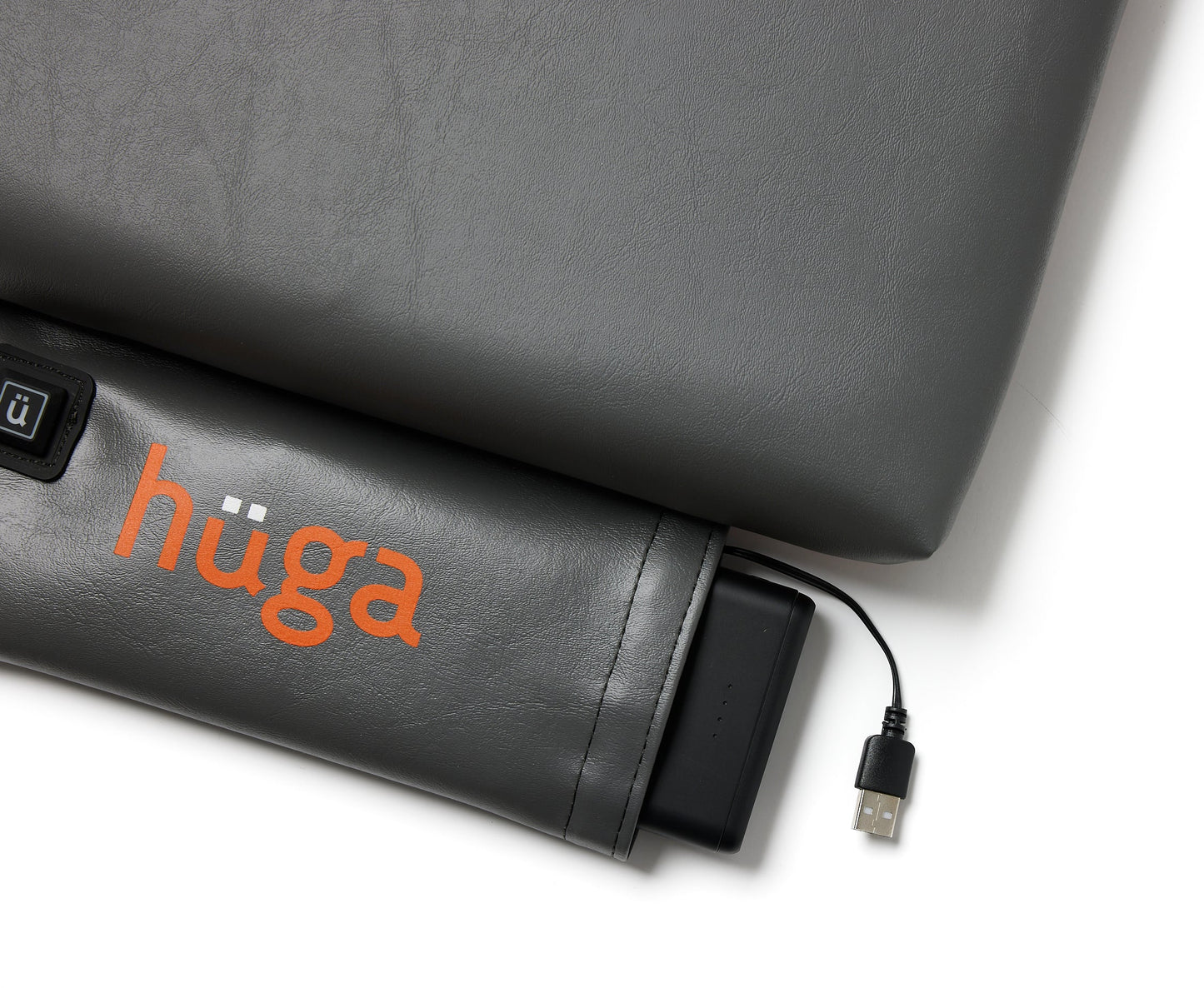 Anchor Grey Vinyl / Orange Logo - US-made Hüga heated cushions are the longest-lasting, highest quality, most durable heated cushions you can buy!