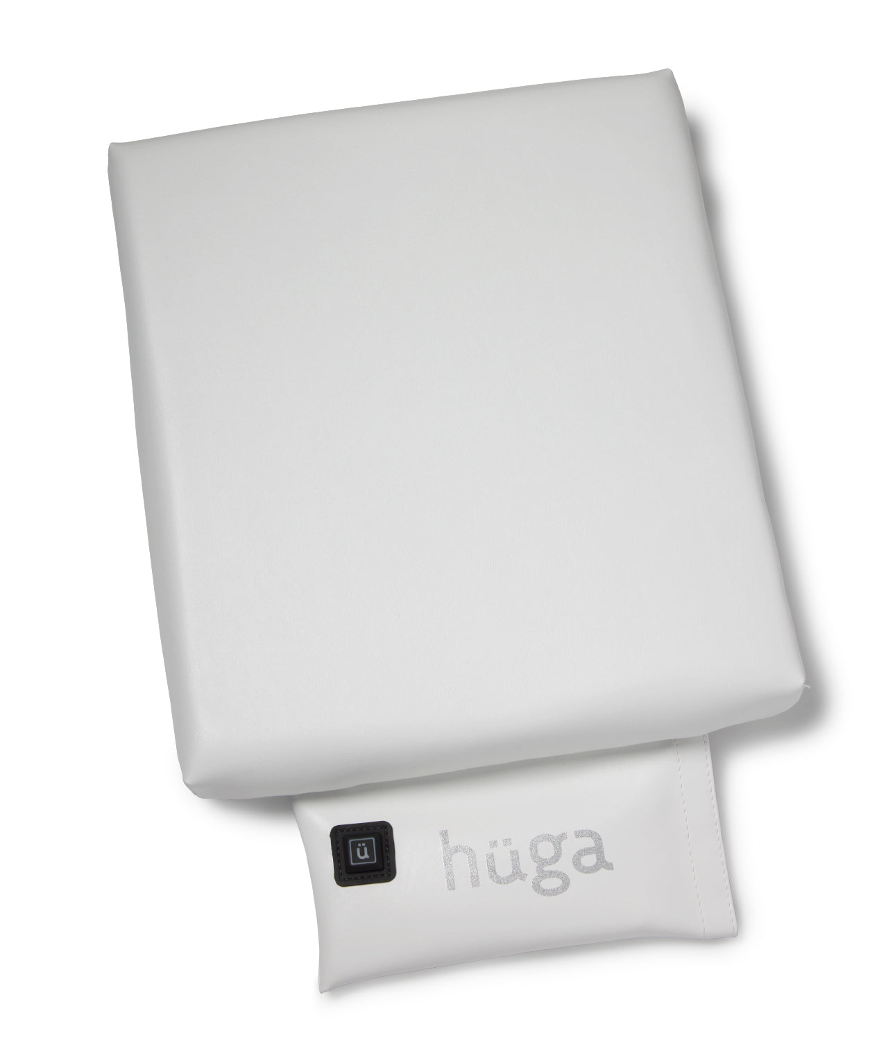 White Wedding Vinyl / Sparkle Grey Logo - US-made Hüga heated cushions are the longest-lasting, highest quality, most durable heated cushions you can buy!