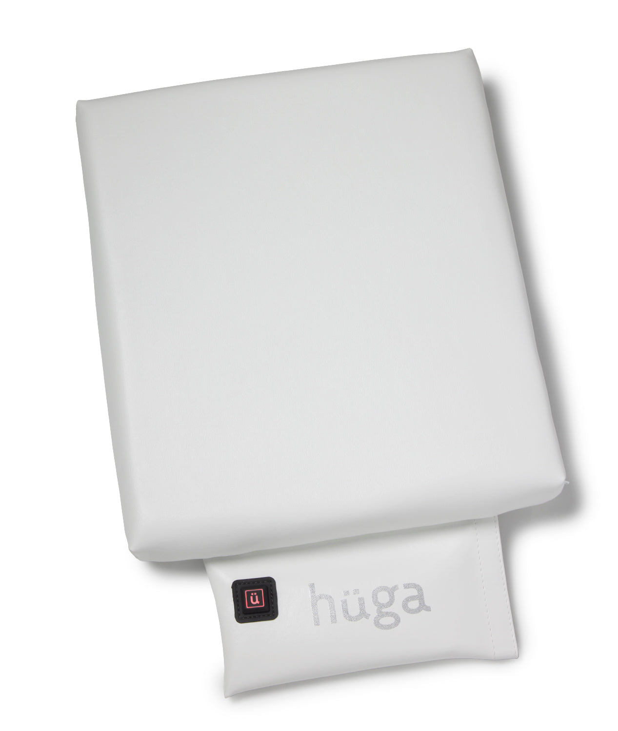 White Wedding Vinyl / Sparkle Grey Logo - US-made Hüga heated cushions are the longest-lasting, highest quality, most durable heated cushions you can buy!