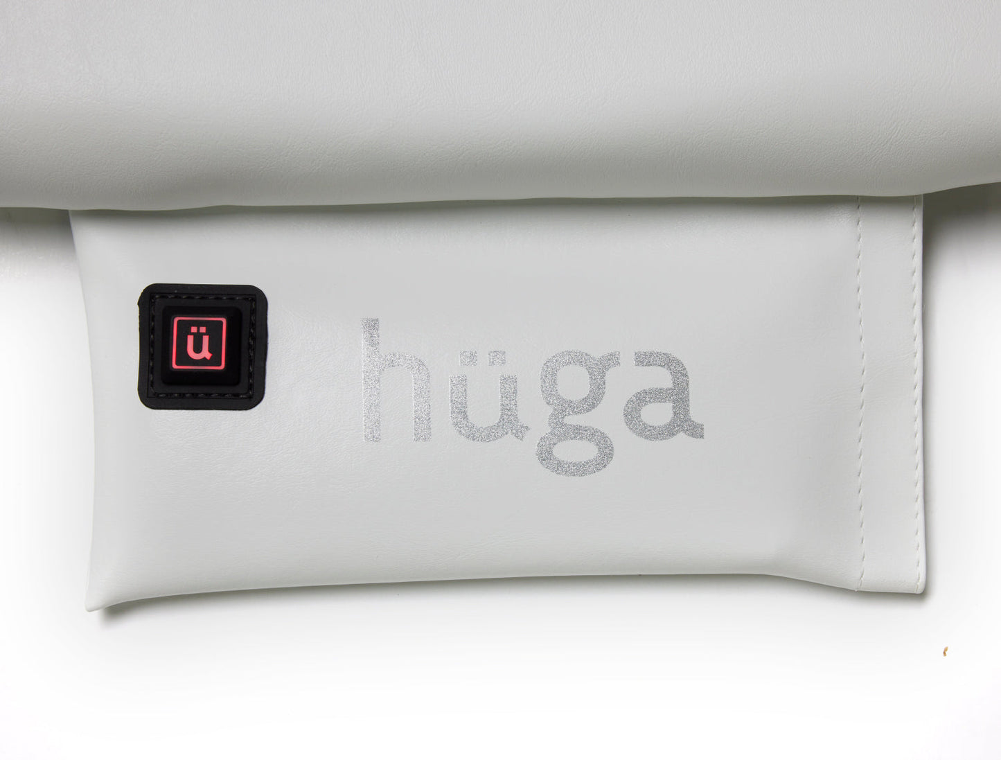 White Wedding Vinyl / Sparkle Grey Logo - US-made Hüga heated cushions are the longest-lasting, highest quality, most durable heated cushions you can buy!