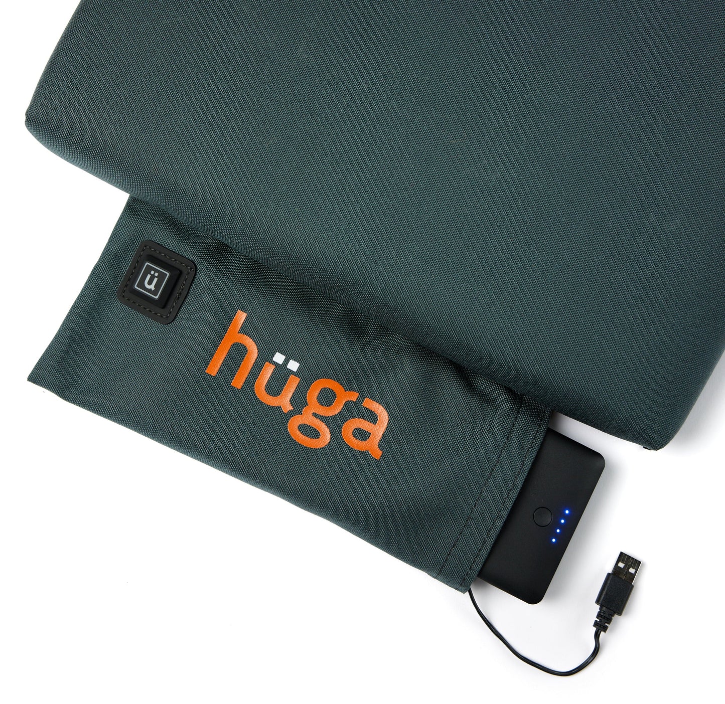 Steel Grey Cordura® / Orange Logo - US-made Hüga heated cushions are the longest-lasting, highest quality, most durable heated cushions you can buy!