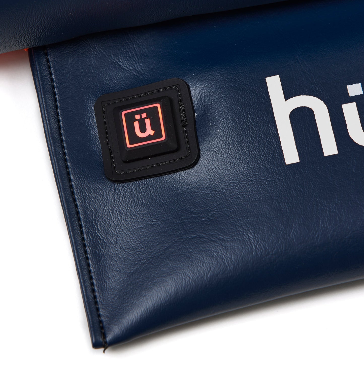 Marine Navy Vinyl / White Logo - US-made Hüga heated cushions are the longest-lasting, highest quality, most durable heated cushions you can buy!