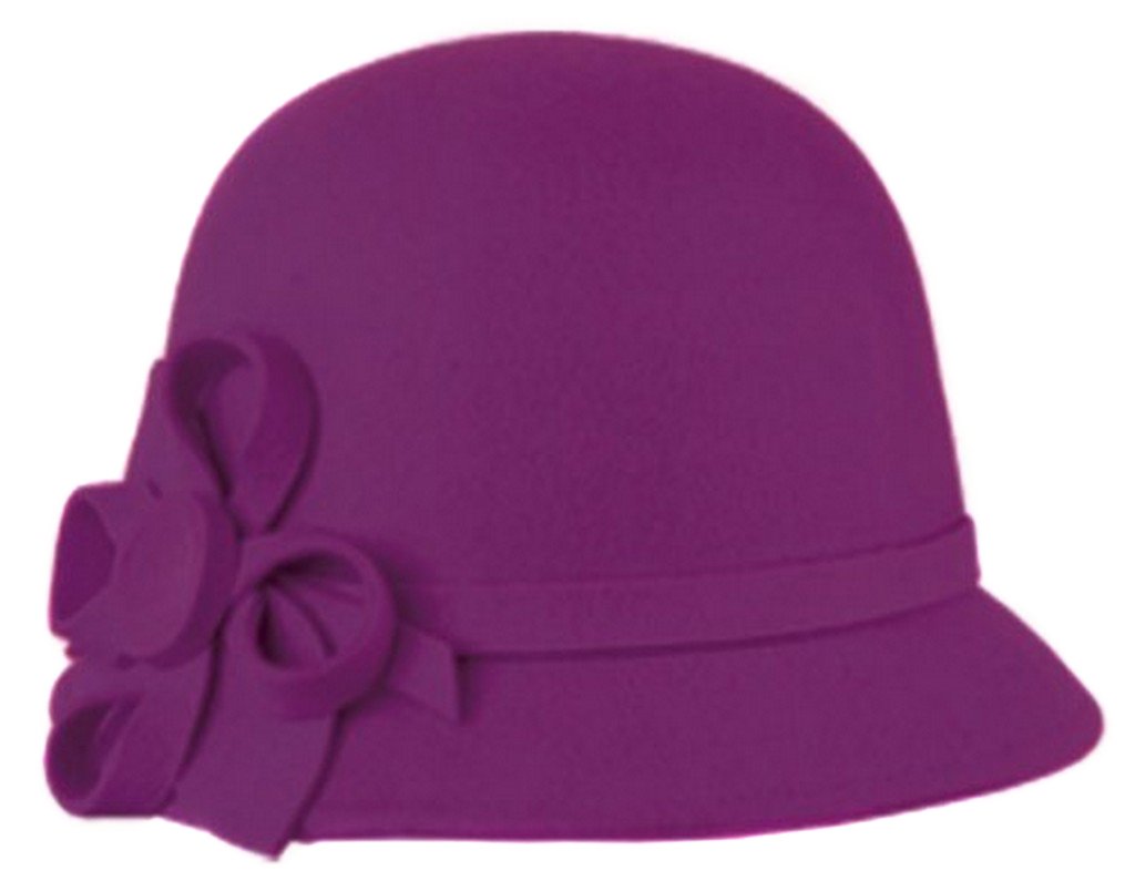 Womens Bernadette Vintage Style 100% Wool Cloche Bucket Winter Hat with Flower Accent - Concordia Style Boutique