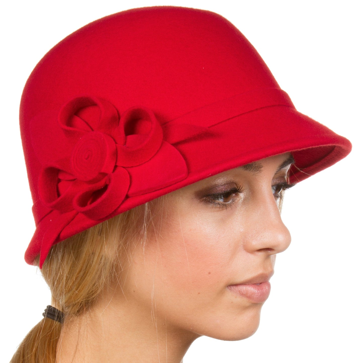 Womens Bernadette Vintage Style 100% Wool Cloche Bucket Winter Hat with Flower Accent - Concordia Style Boutique
