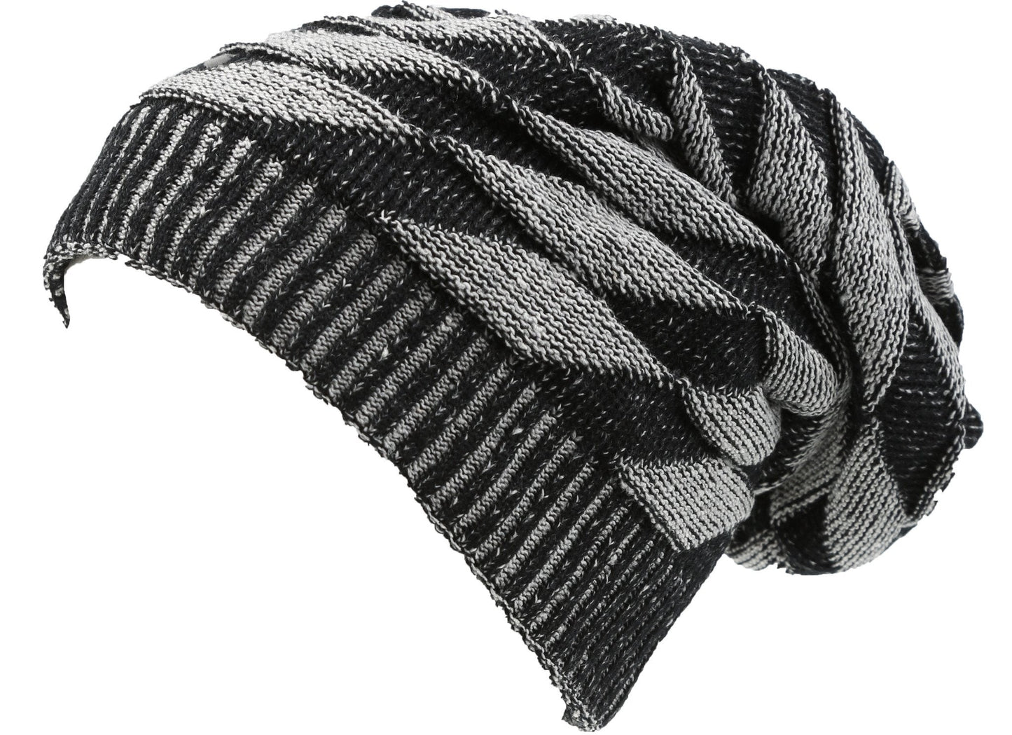 Sakkas Zaye Long Tall Slouchy Diamond Patterned Knit Faux Fur Lined Beanie Hat - Concordia Style Boutique