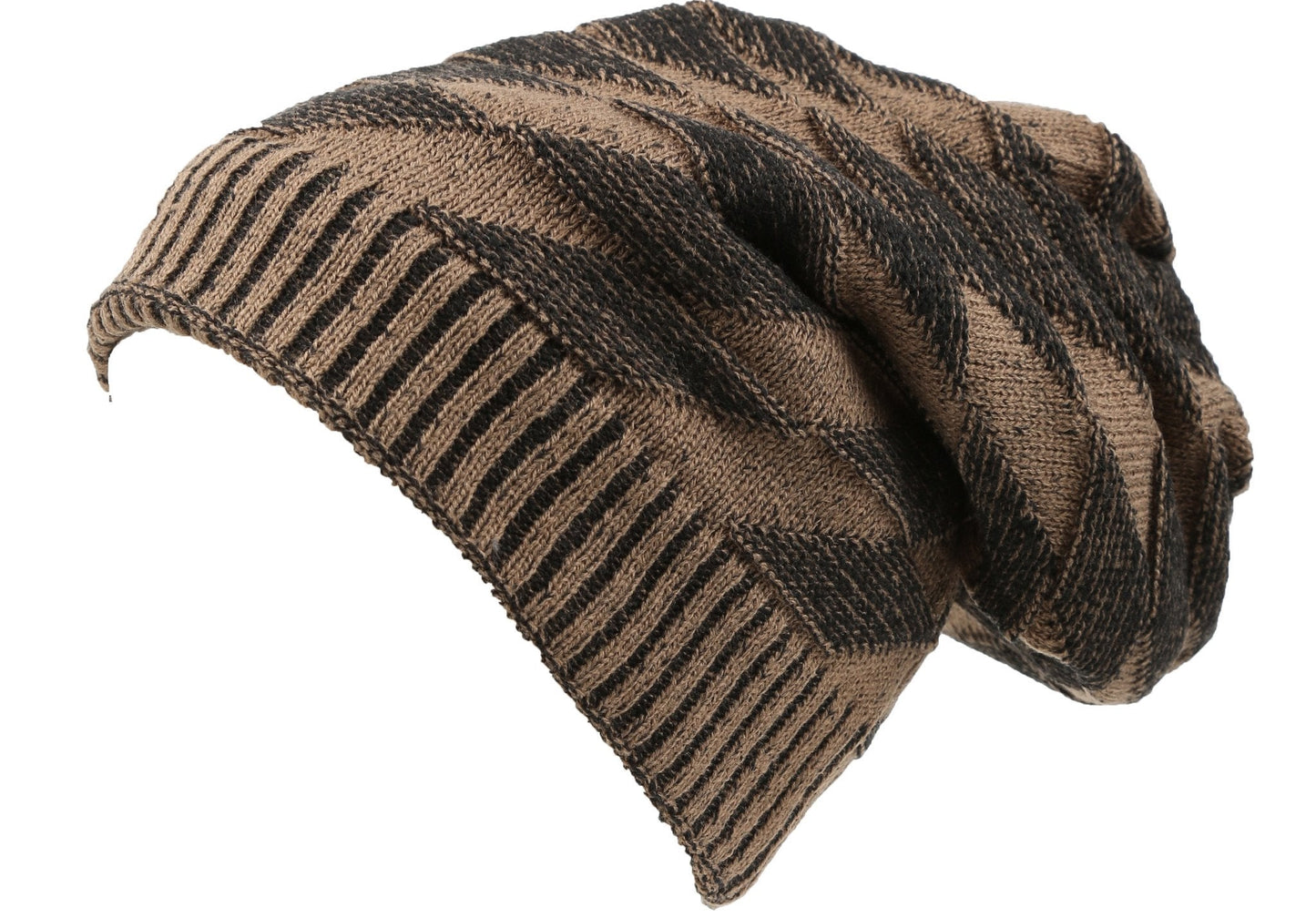 Sakkas Zaye Long Tall Slouchy Diamond Patterned Knit Faux Fur Lined Beanie Hat - Concordia Style Boutique