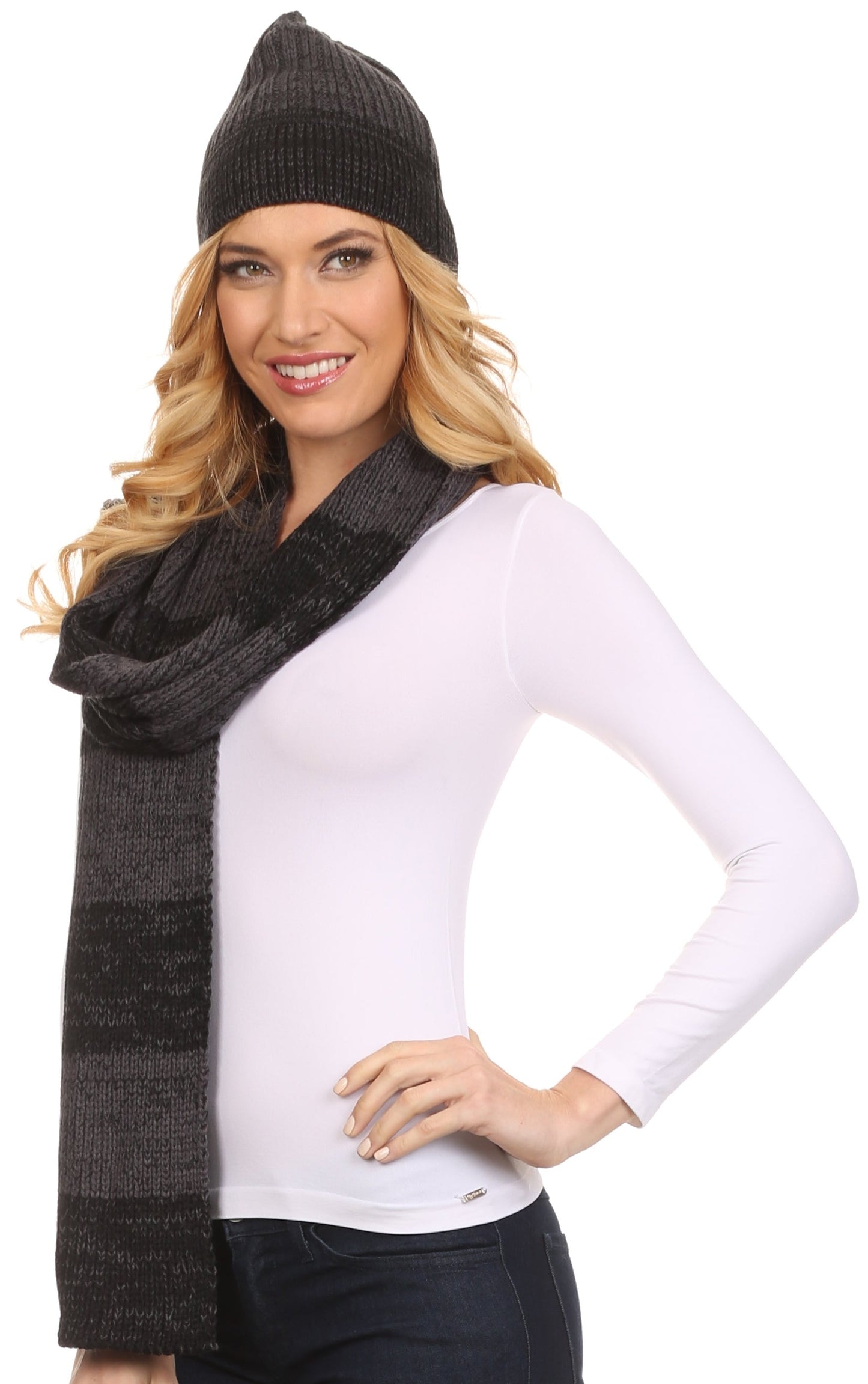 Sakkas Robin Unisex Ribbed Knit Heather Beanie Hat And Scarf Set - Concordia Style Boutique