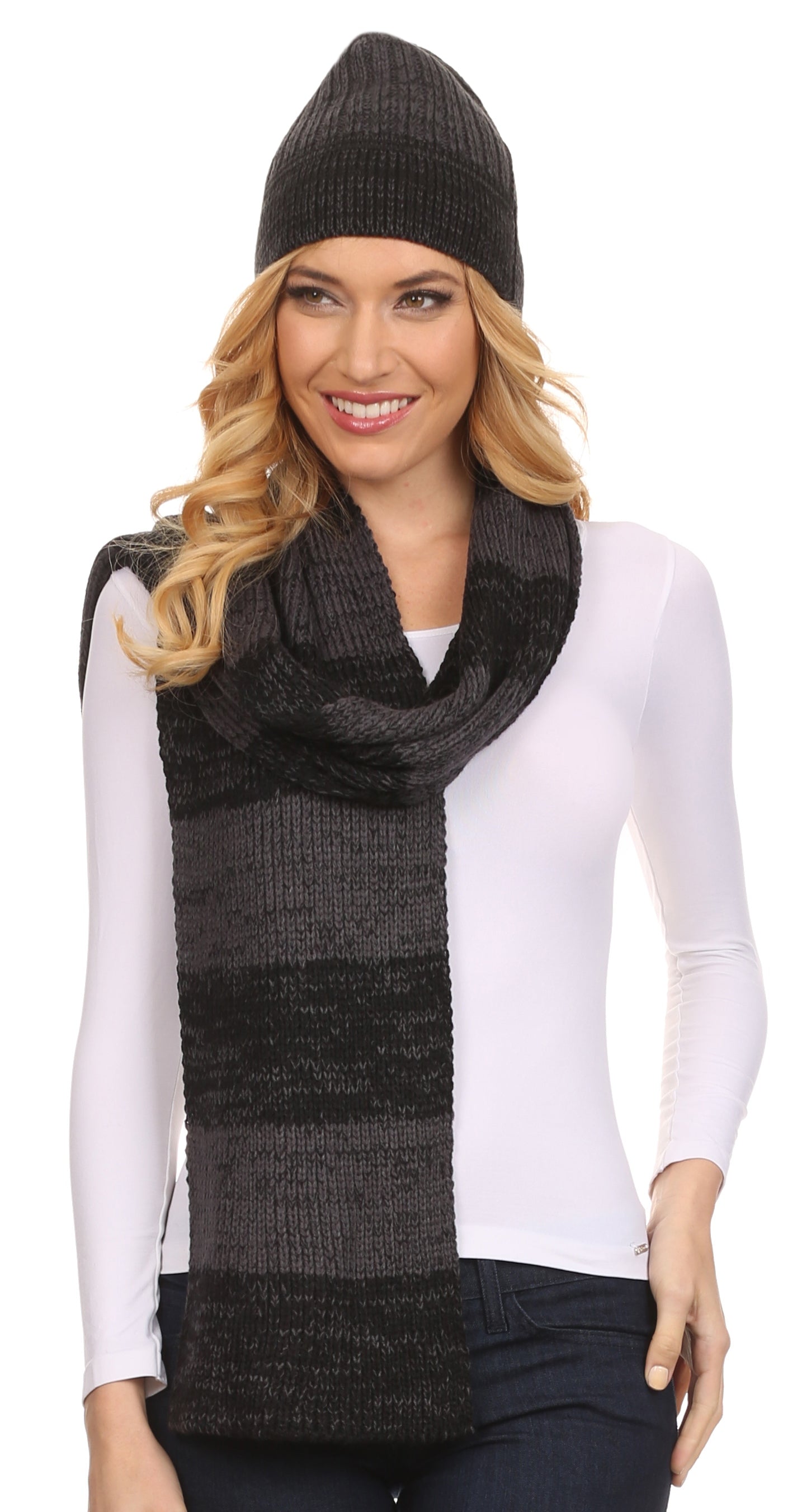 Sakkas Robin Unisex Ribbed Knit Heather Beanie Hat And Scarf Set - Concordia Style Boutique