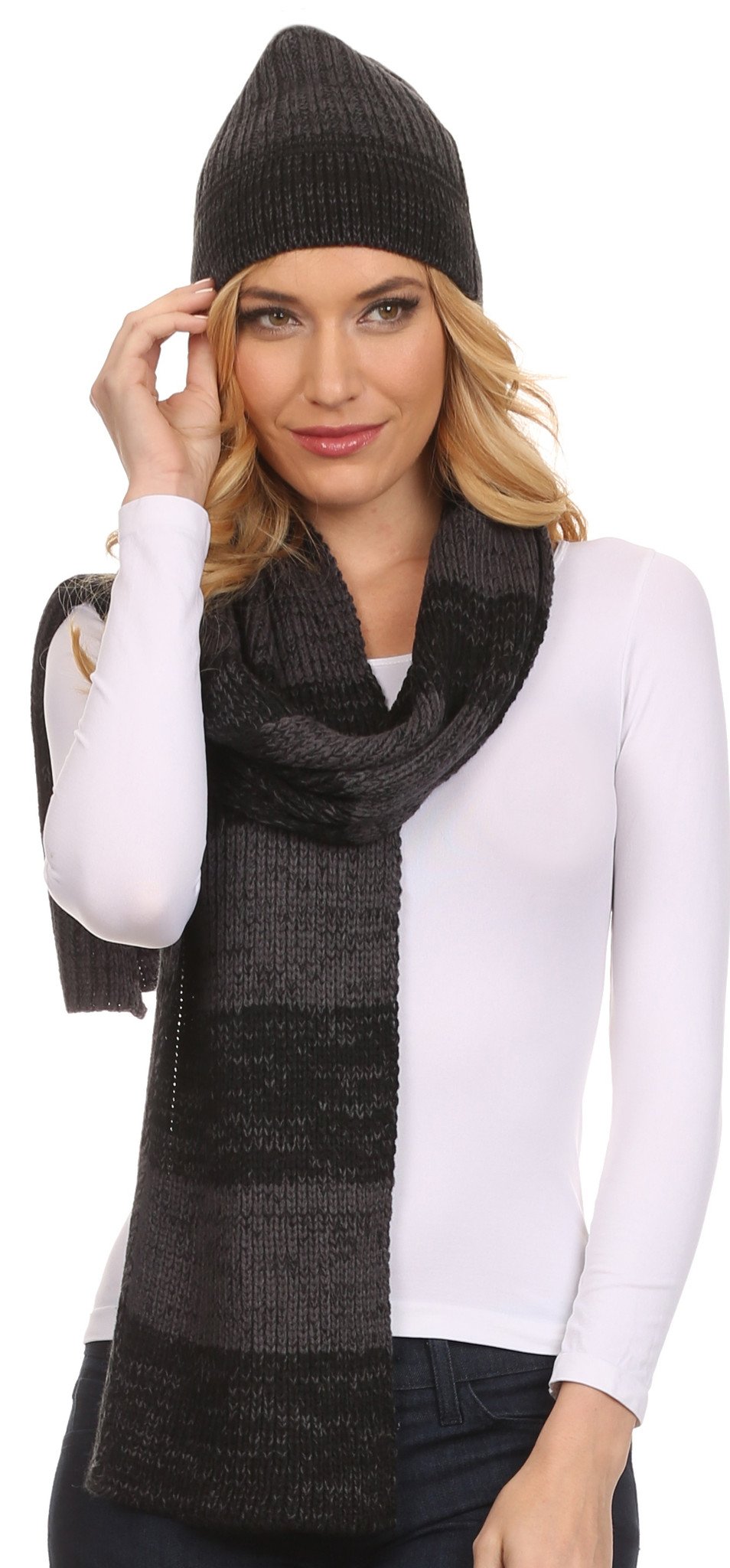 Sakkas Robin Unisex Ribbed Knit Heather Beanie Hat And Scarf Set - Concordia Style Boutique