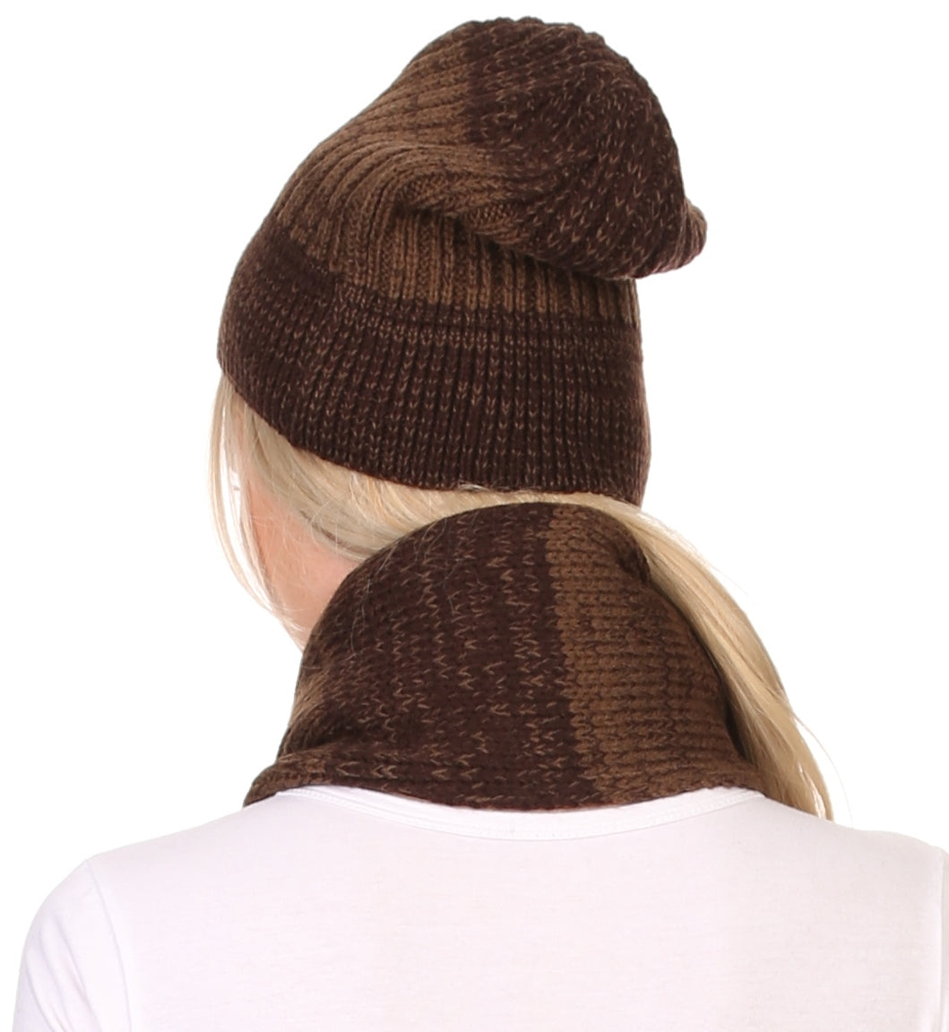 Sakkas Robin Unisex Ribbed Knit Heather Beanie Hat And Scarf Set - Concordia Style Boutique