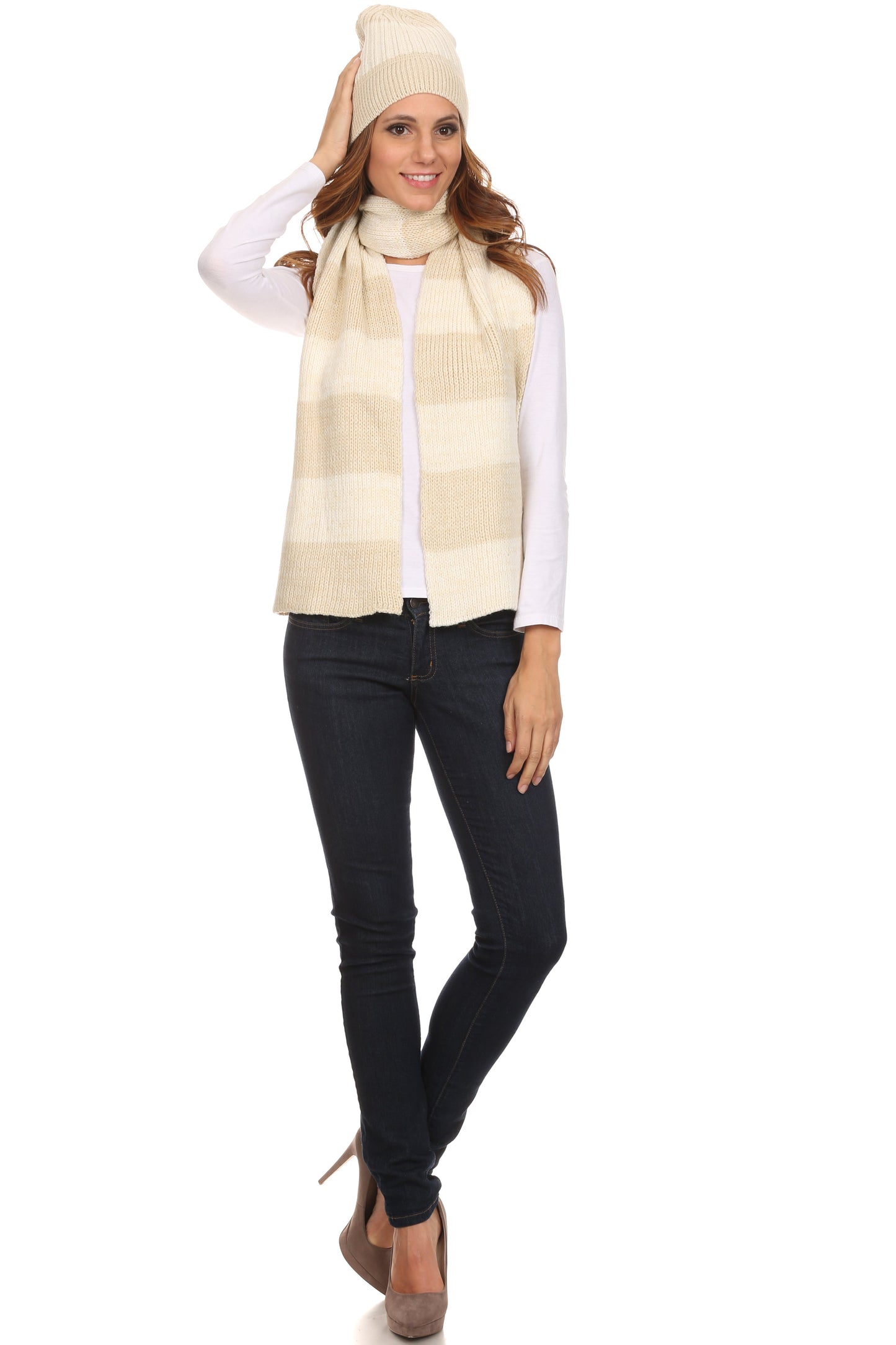 Sakkas Robin Unisex Ribbed Knit Heather Beanie Hat And Scarf Set - Concordia Style Boutique
