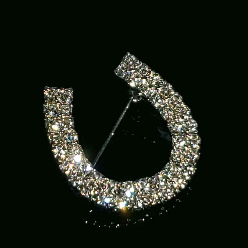 Crystal Rhinestone Horseshoe Brooch Pin Jewelry Gift