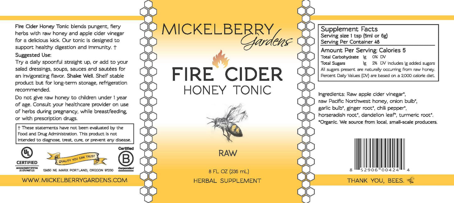 Fire Cider Honey Tonic - Concordia Style Boutique