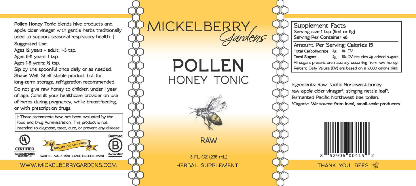 Pollen Honey Tonic - Premium Honey Tonic from Mickelberry Gardens - Just $11.99! Shop now at Concordia Style Boutique