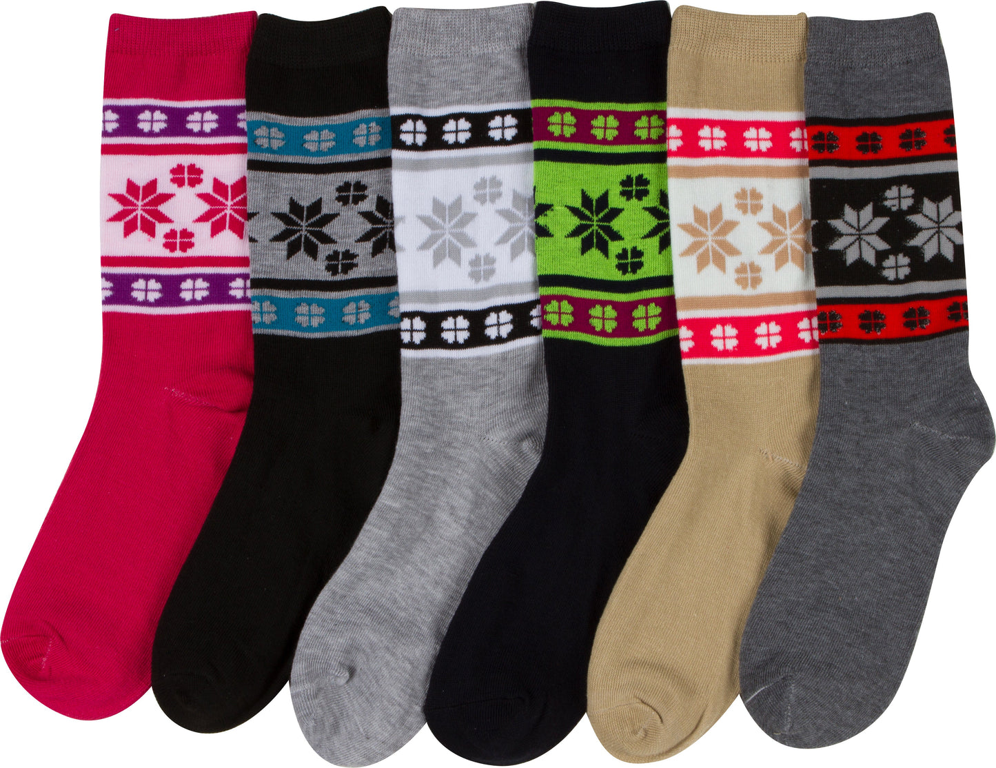 Sakkas Women's Poly Blend Soft and Stretchy Crew Pattern Socks Assorted 6-pack - Concordia Style Boutique