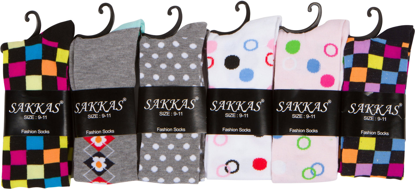 Sakkas Liea Ladies Colorful Unique Pattern / Solid Knee High Socks Assorted 6-Pack - Concordia Style Boutique