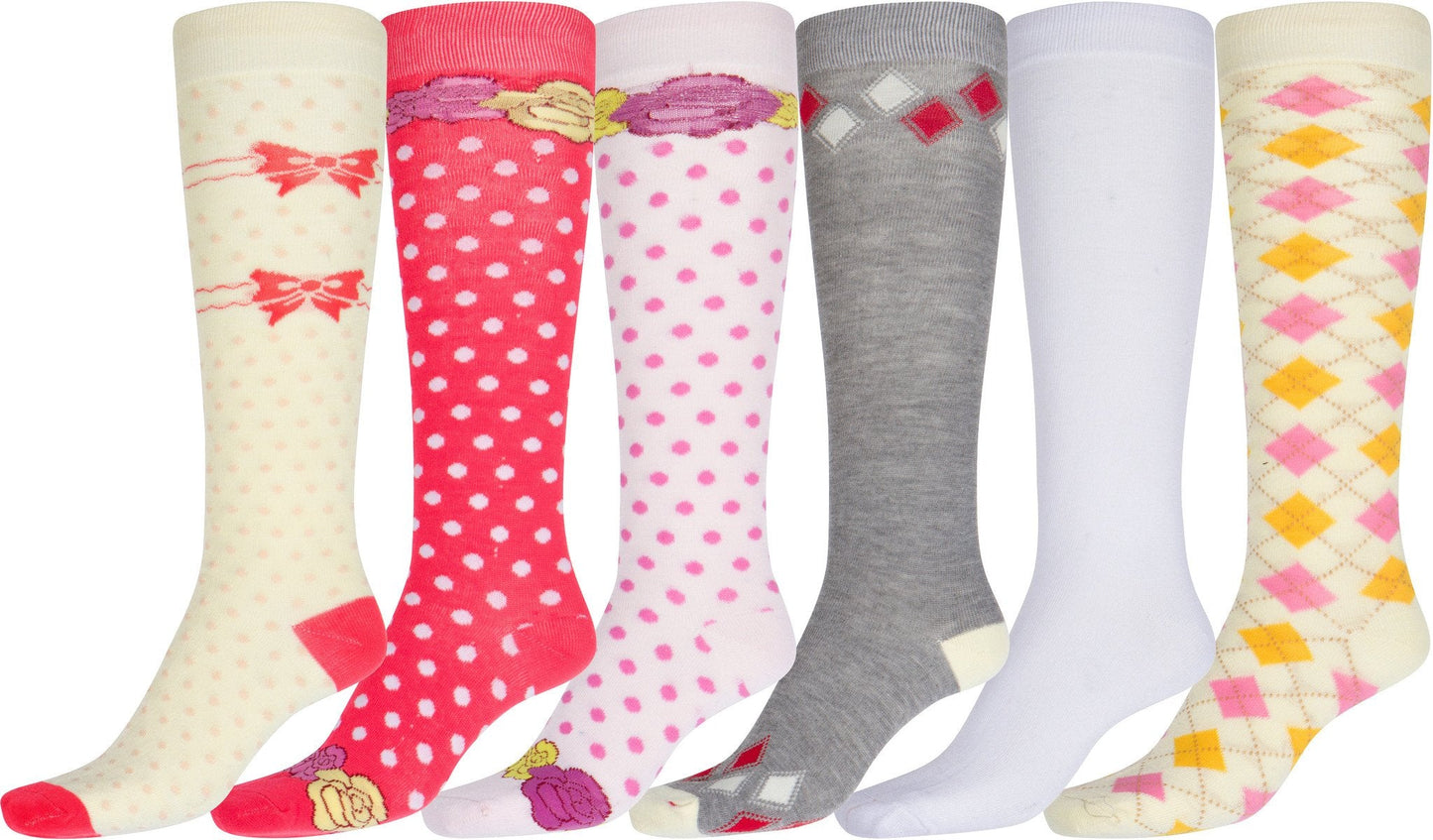Sakkas Liea Ladies Colorful Unique Pattern / Solid Knee High Socks Assorted 6-Pack - Concordia Style Boutique