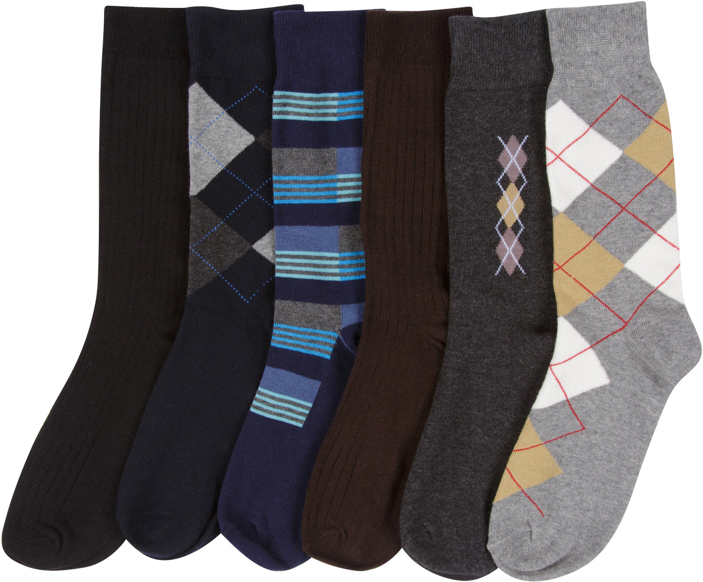 Sakkas Mens Cotton Blend Pattern And Ribbed Dress Socks Value 6-Pack - Concordia Style Boutique