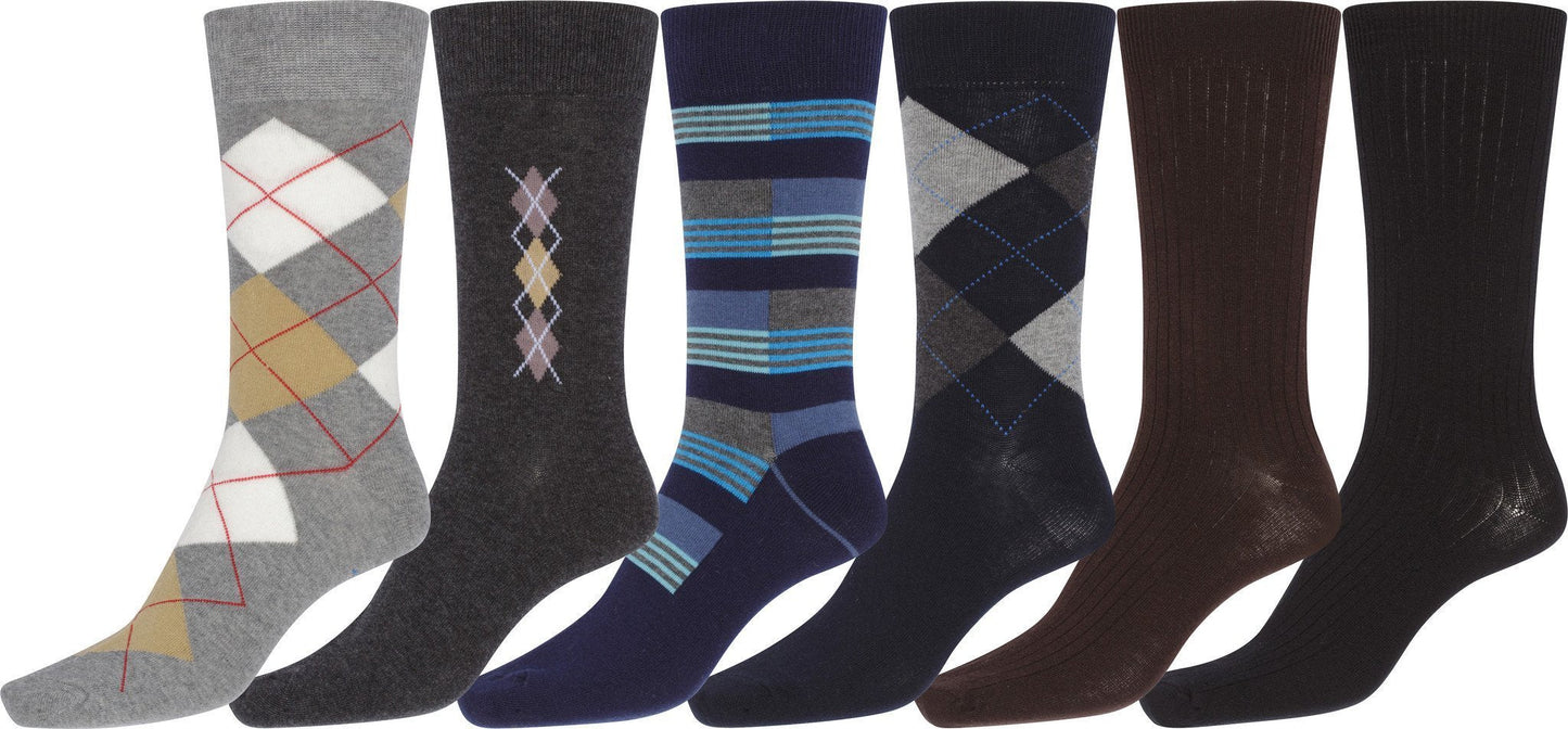 Sakkas Mens Cotton Blend Pattern And Ribbed Dress Socks Value 6-Pack - Concordia Style Boutique