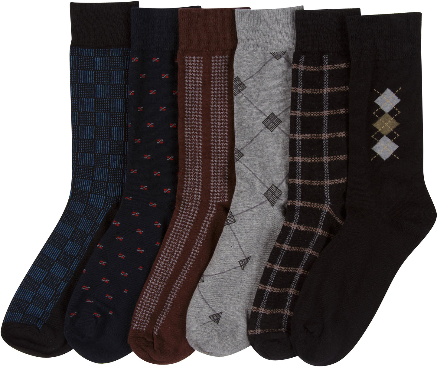 Sakkas Mens Cotton Blend Pattern And Ribbed Dress Socks Value 6-Pack - Concordia Style Boutique