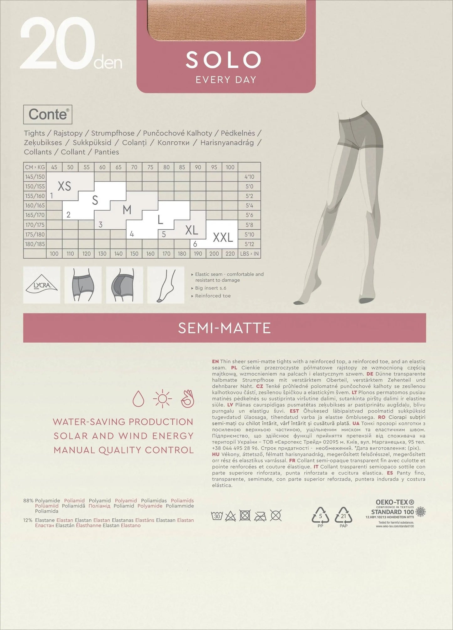 Tights Conte Solo 20 Den - Classic Pantyhose - Concordia Style Boutique