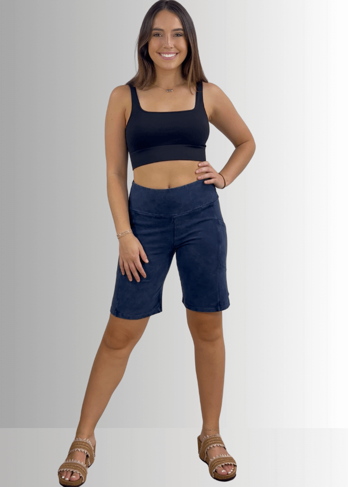 Perfect Fit Hybrid Cotton Shorts Dark Denim - Concordia Style Boutique