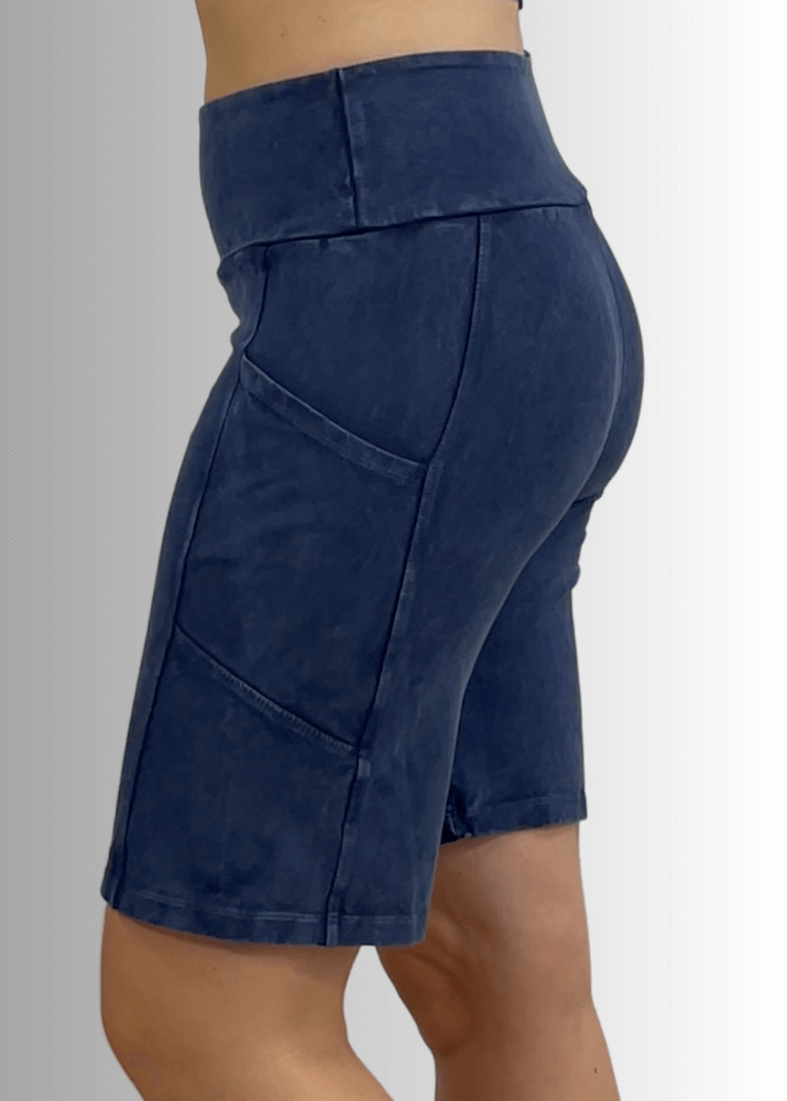 Perfect Fit Hybrid Cotton Shorts Dark Denim - Concordia Style Boutique