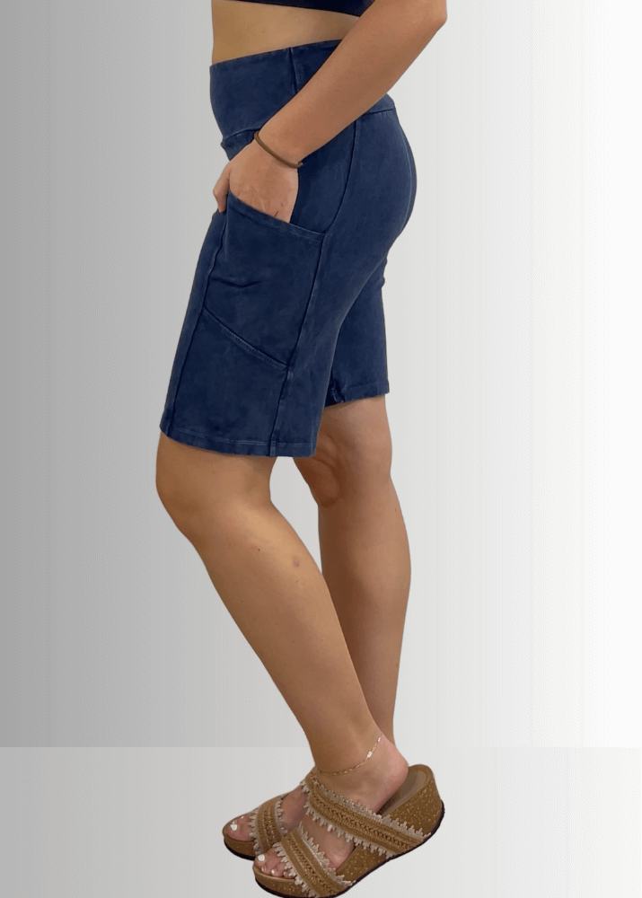 Perfect Fit Hybrid Cotton Shorts Dark Denim - Concordia Style Boutique