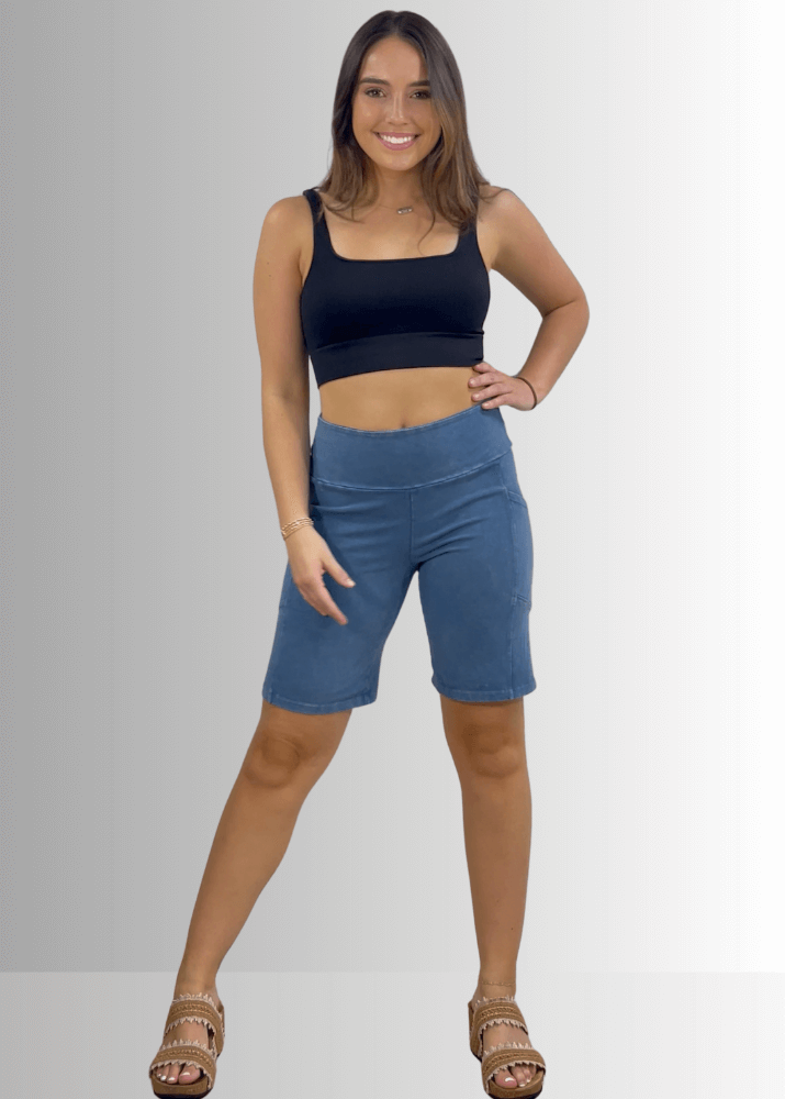 Perfect Fit Hybrid Cotton Shorts Dark Denim - Concordia Style Boutique