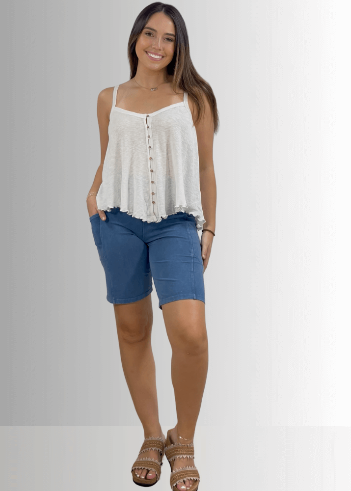 Perfect Fit Hybrid Cotton Shorts Dark Denim - Concordia Style Boutique