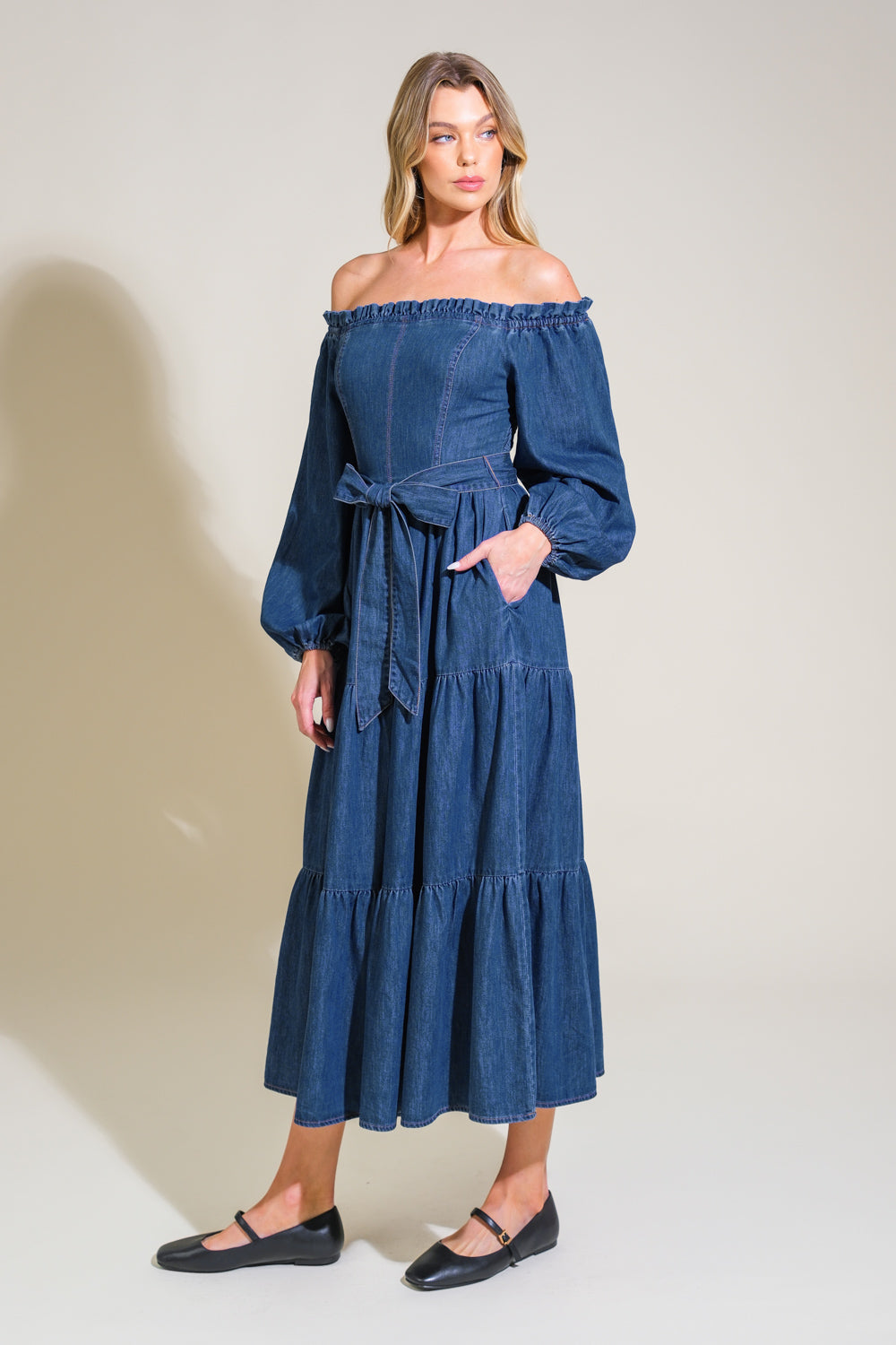 ARTISTIC IMPULSE DENIM MIDI DRESS - Concordia Style Boutique