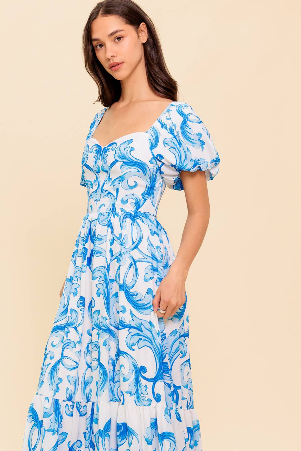 A WORK OF ART BLUE WOVEN MIDI DRESS - Concordia Style Boutique