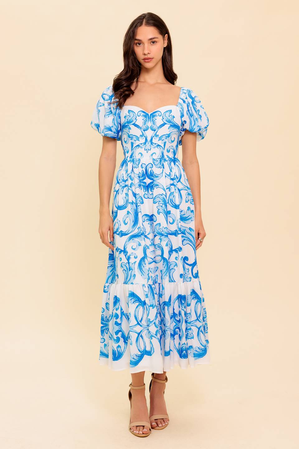 A WORK OF ART BLUE WOVEN MIDI DRESS - Concordia Style Boutique