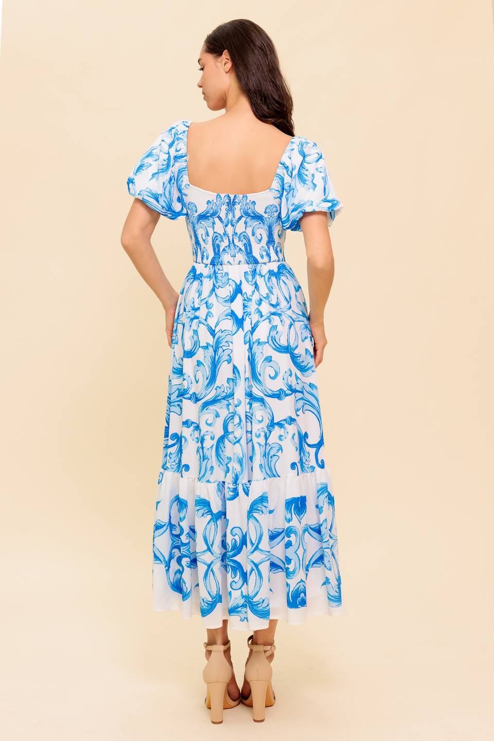 A WORK OF ART BLUE WOVEN MIDI DRESS - Concordia Style Boutique