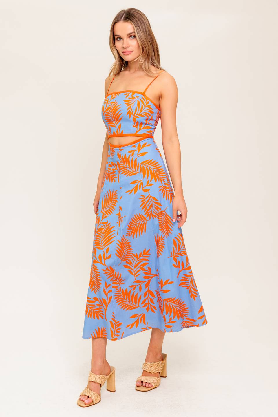 APRICOT SUNSET WOVEN MIDI DRESS - Concordia Style Boutique
