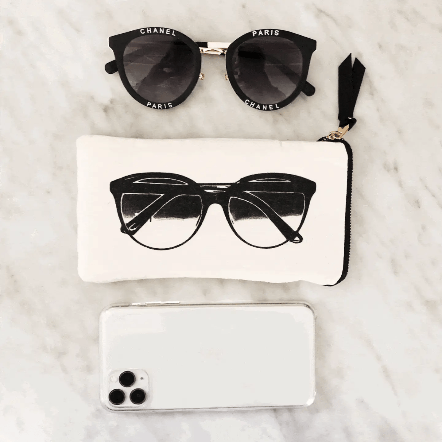 Glasses Case with Outside Pocket, Cream - Concordia Style Boutique