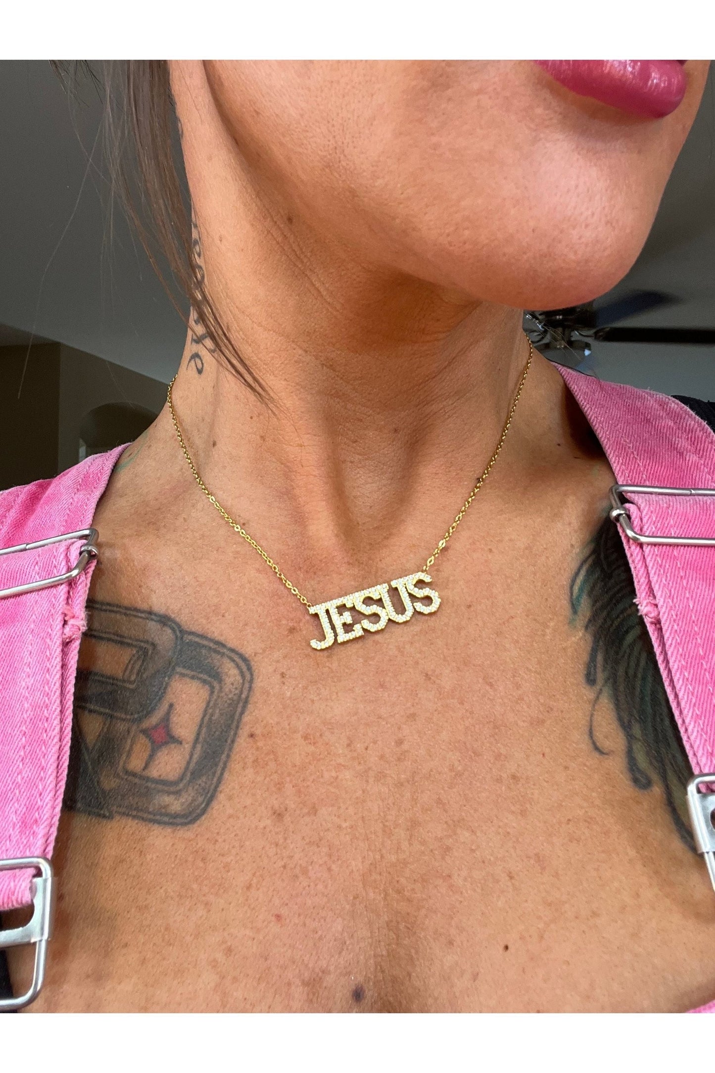 Jesus CZ 18k necklace - Concordia Style Boutique