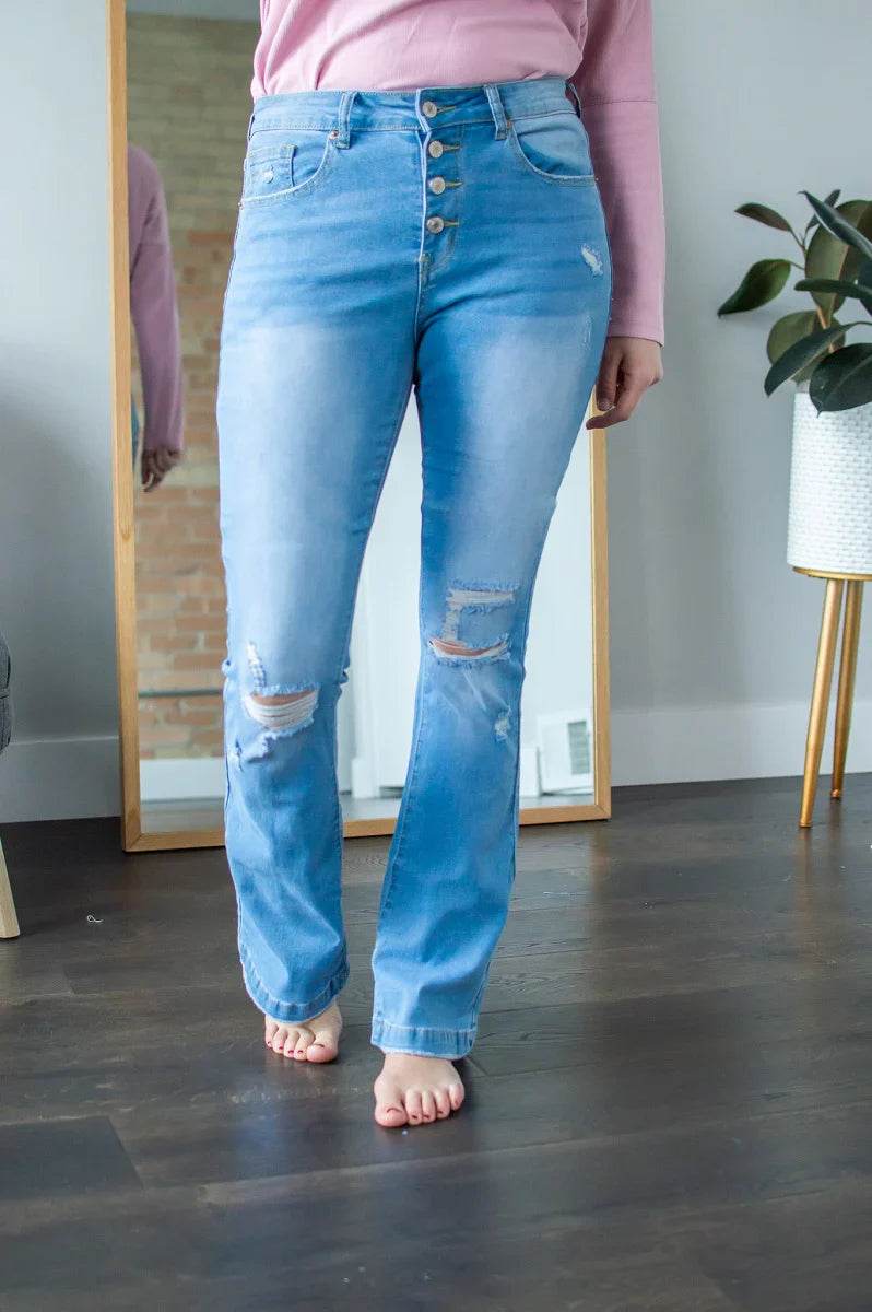 Flare Jeans | Button Fly Light Wash (M) - Concordia Style Boutique