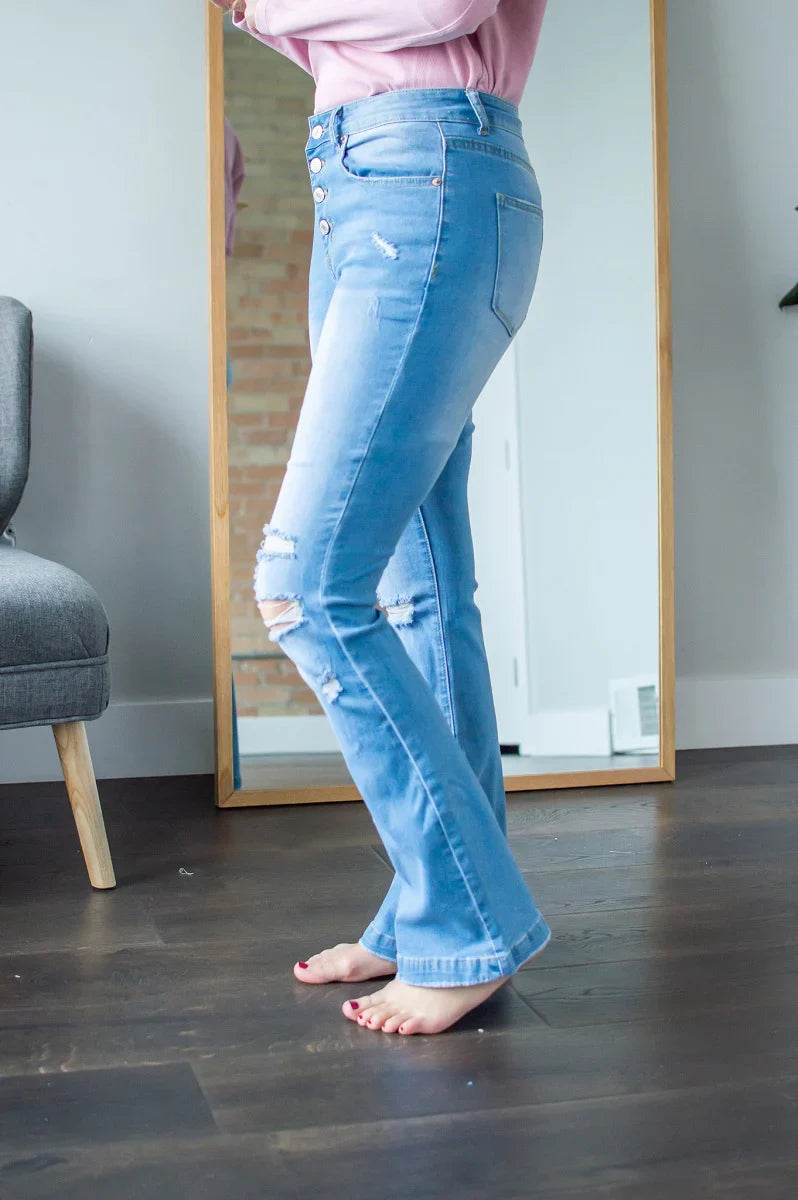 Flare Jeans | Button Fly Light Wash (M) - Concordia Style Boutique