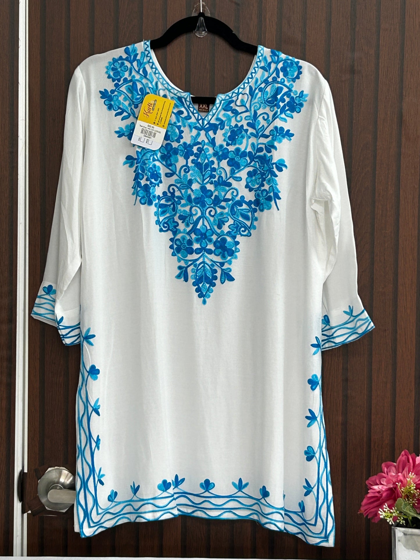 Cotton embroidered short Kurtis