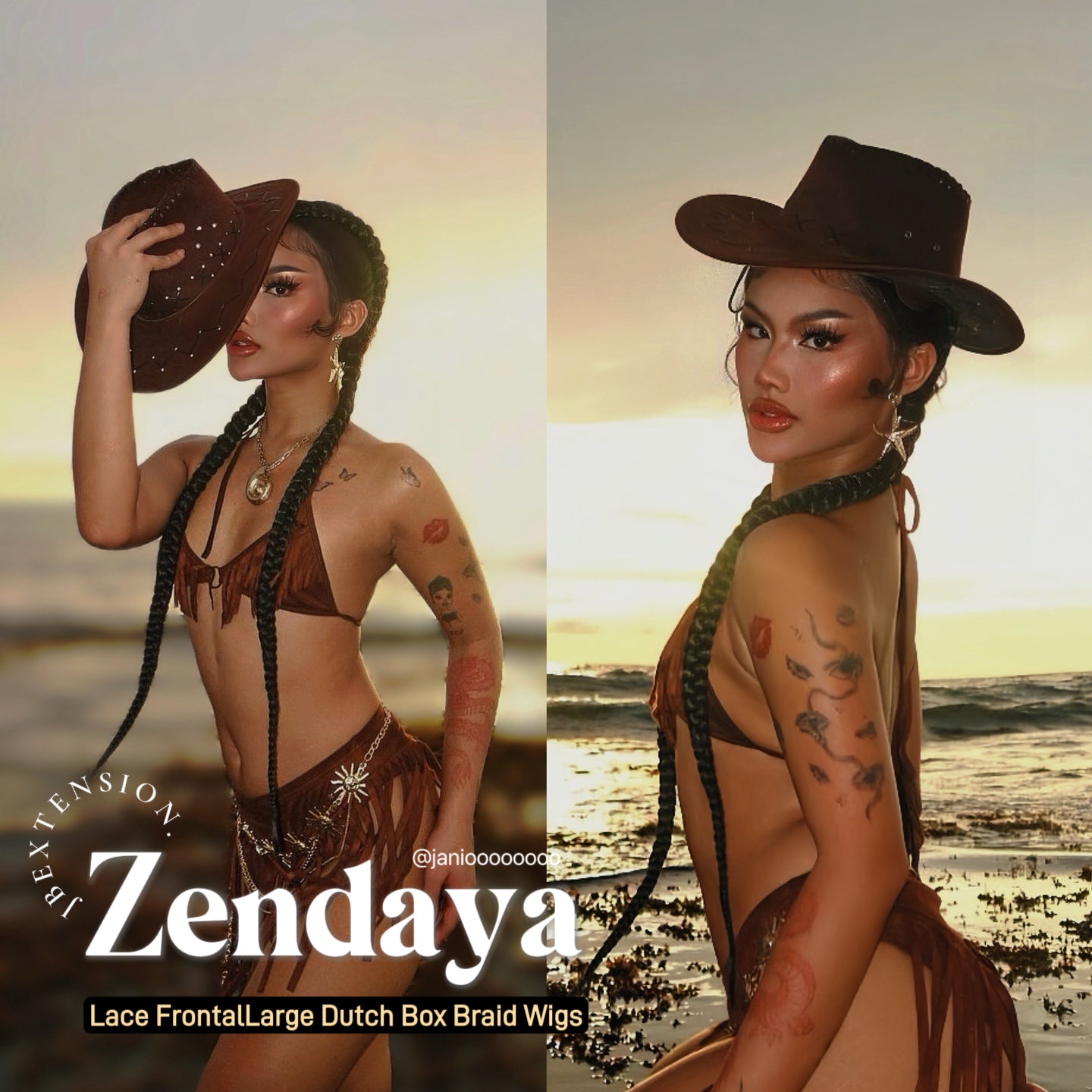 Get this look with JBextension 40" Lace Front Box Braided Wigs with Baby Hair - Zendaya