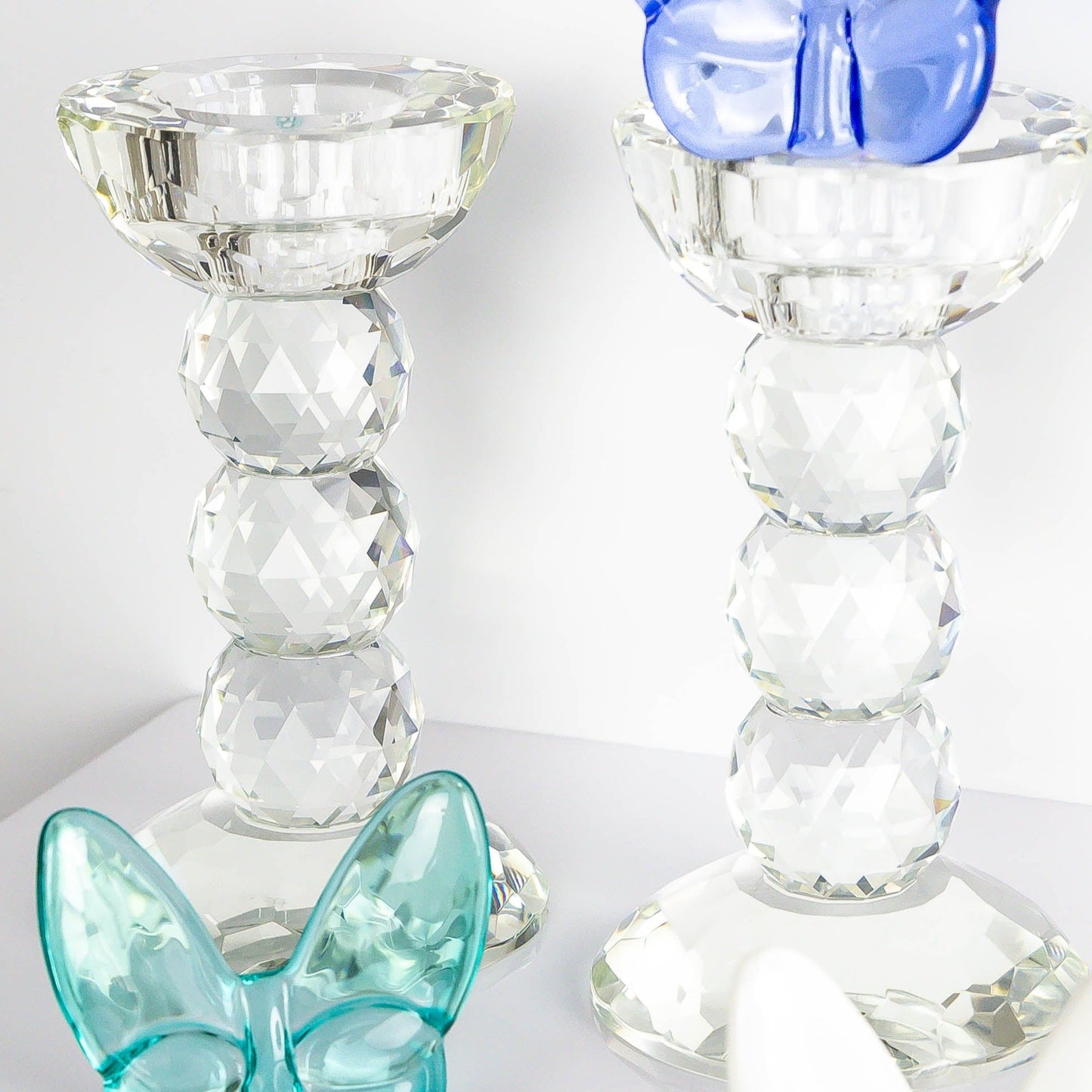 Pair of 6" Crystal Ball Candlesticks