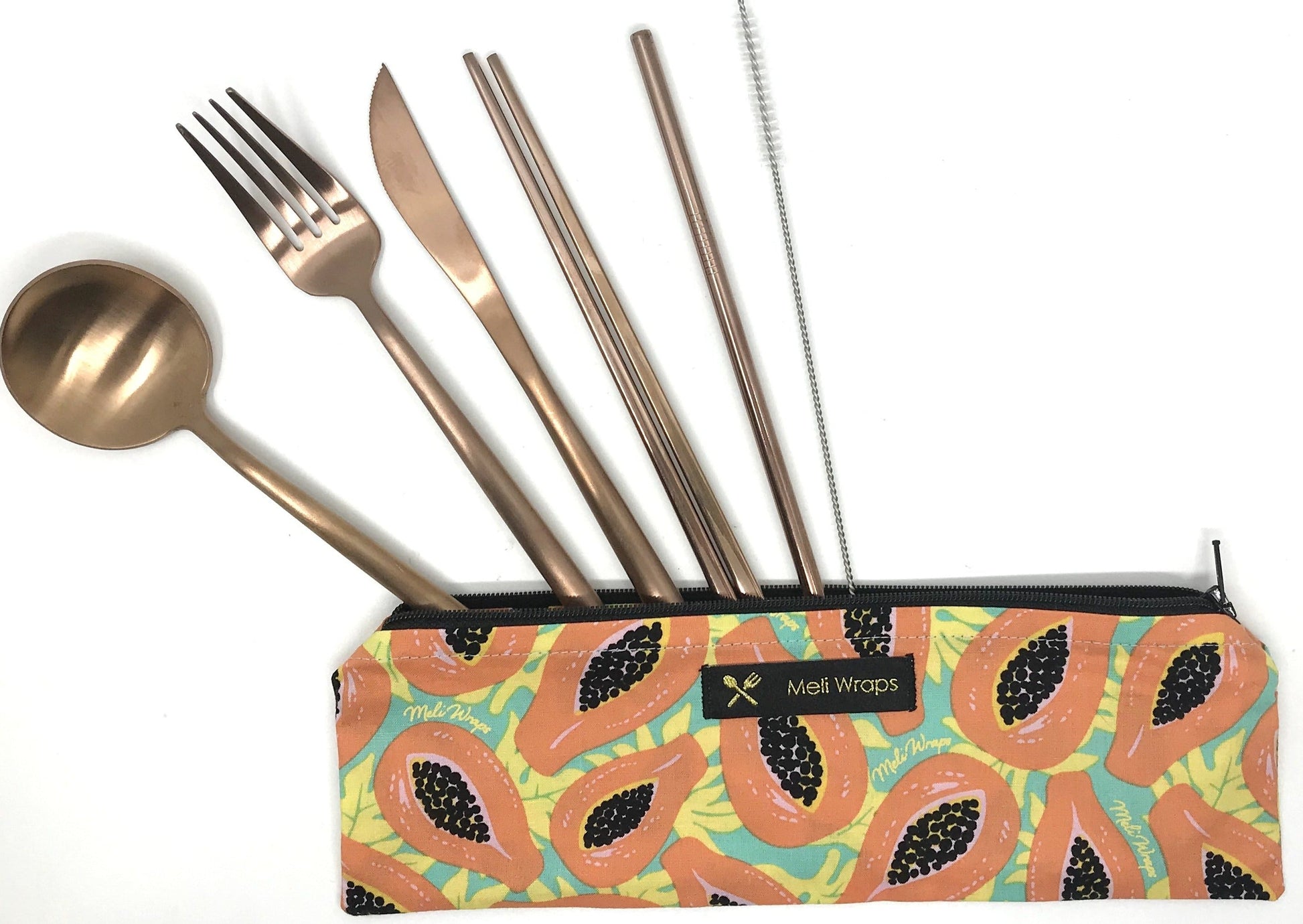 Meli Wraps Reusable Cutlery Set- Tropical Papaya - Concordia Style Boutique