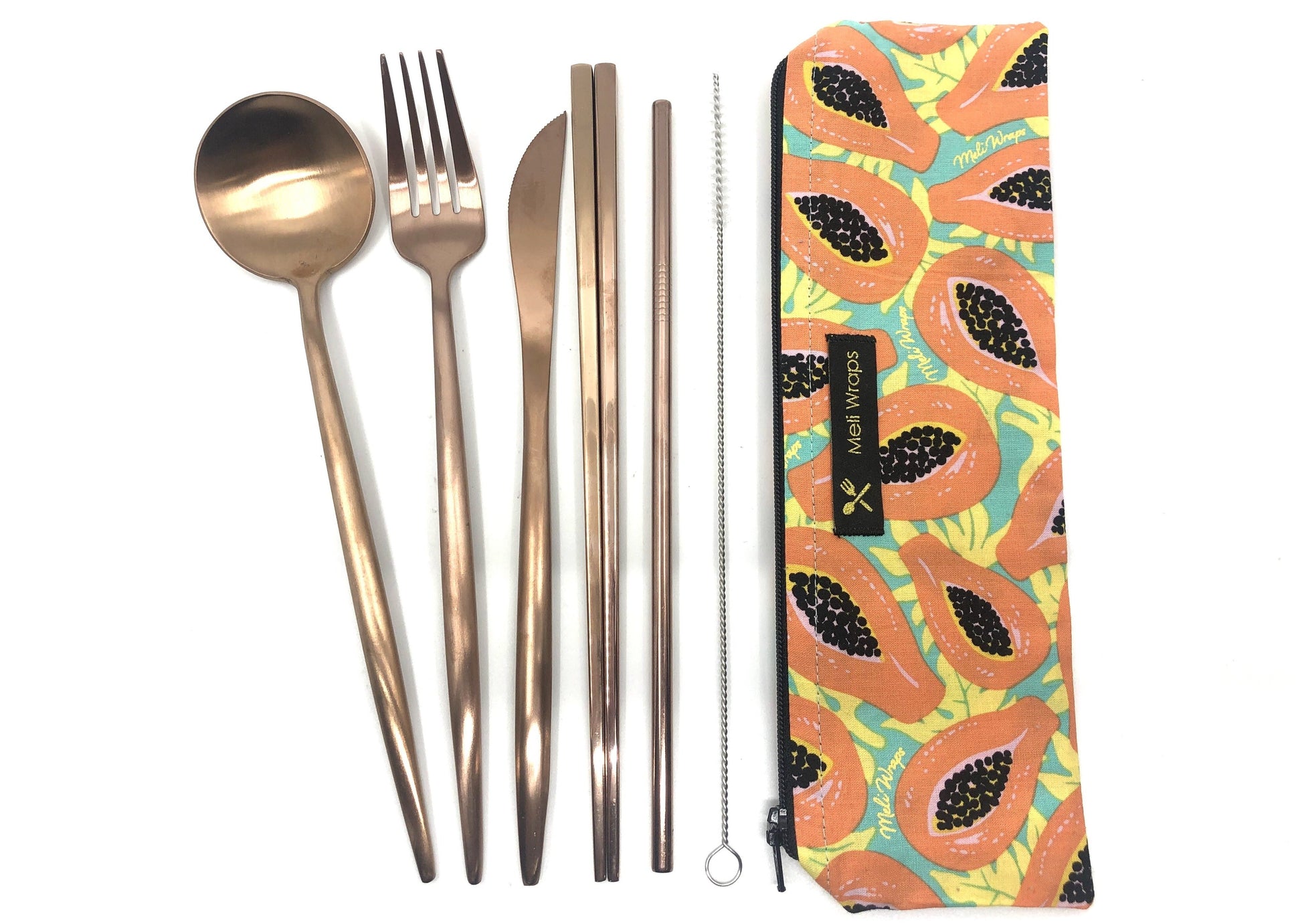 Meli Wraps Reusable Cutlery Set- Tropical Papaya - Concordia Style Boutique