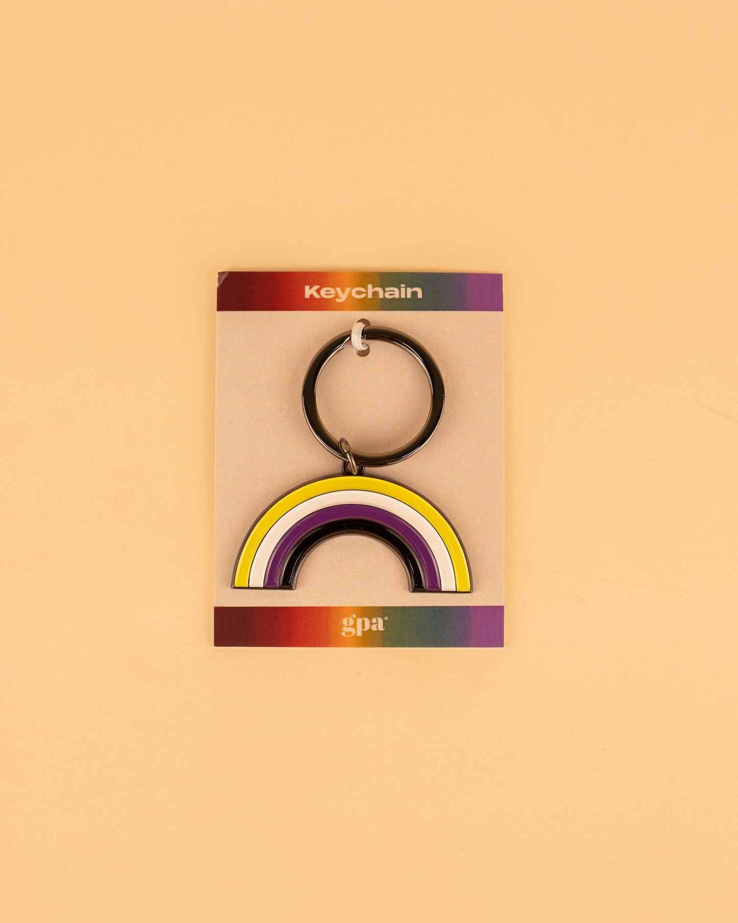 Non-Binary Rainbow Enamel Keychain